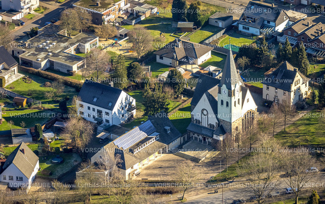 Luenen230203809 | Luftbild, Evang. Christuskirche, Horstmar, Lünen, Ruhrgebiet, Nordrhein-Westfalen, Deutschland