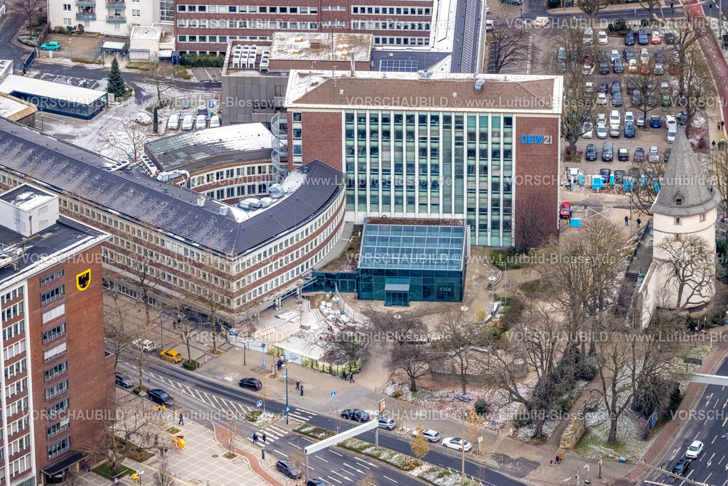 Dortmund221202157 | Luftbild, DEW21 Dortmunder Energie- und Wasserversorgung GmbH, schneebedeckt, City, Dortmund, Ruhrgebiet, Nordrhein-Westfalen, Deutschland