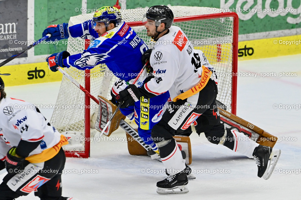EC IDM Wärmepumpen VSV vs. Pioneers Vorarlberg | #10 Roni Allen Pioneers Vorarlberg, #91 Nick Hutchison EC VSV, EC IDM Wärmepumpen VSV vs. Pioneers Vorarlberg, EC IDM Wärmepumpen VSV vs. Pioneers Vorarlberg am 22.02.2026 in Villach (Stadthalle Villach), Austria, (Photo by Bernd Stefan)