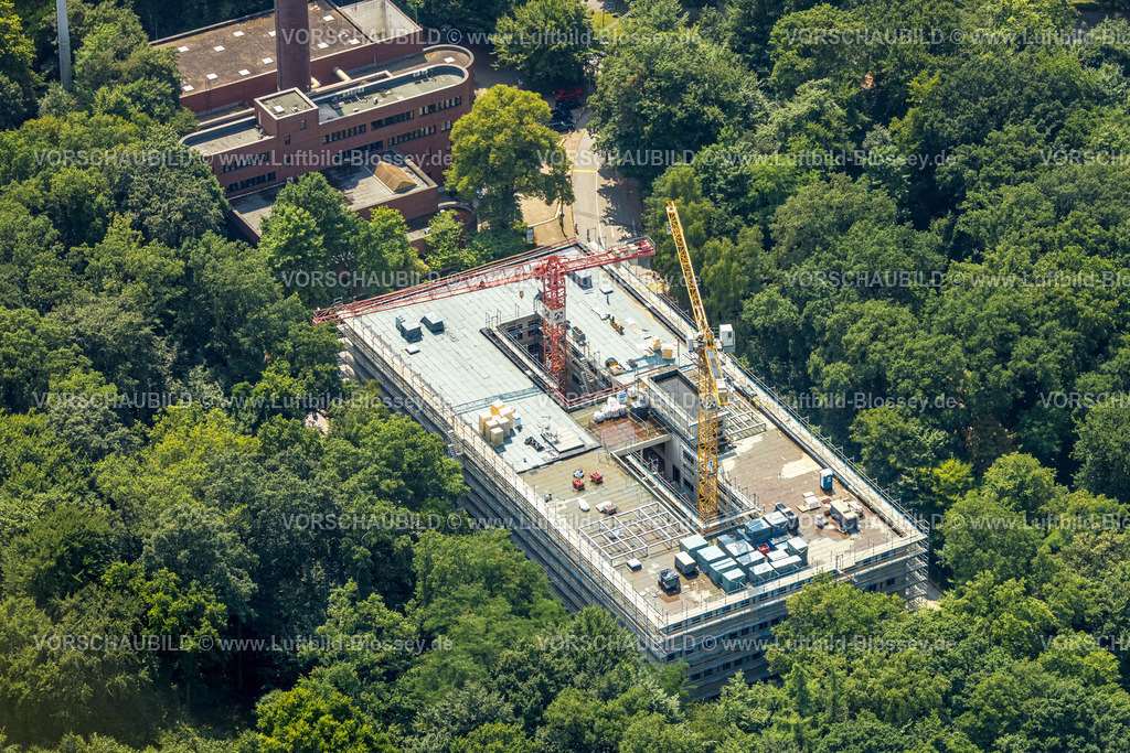 Duisburg250703817Mitte | Luftbild, Universität Duisburg-Essen (UDE) Baustelle mit Ersatz-Neubau des Hochschulgebäudes LE, Fassaden Baugerüst, Carl-Benz-Straße, Neudorf-Nord, Duisburg, Ruhrgebiet, Nordrhein-Westfalen, Deutschland