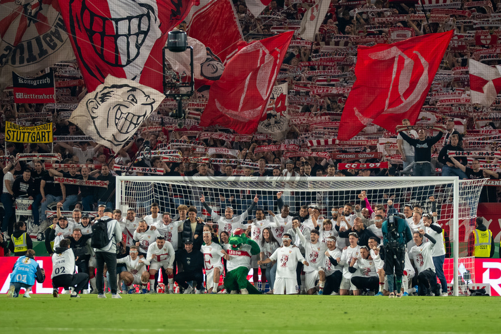 VfB Stuttgart vs. SC Freiburg, Fussball, DFB-Pokal, Halbfinale, 23.04.2026 | Siegerbild VfB Stuttgart,VfB Stuttgart vs. SC Freiburg, Fussball, DFB-Pokal, Halbfinale, 23.04.2026DFB regulations prohibit any use of photographs as image sequences and/or quasi-video