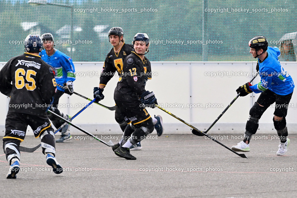 VAS Villach vs. ASKÖ Hockey Villach | #17 Hobitsch Samuel VAS Villach, #11 Potocnik Luca VAS Villach, #98 MAXA Alexander ASKÖ Villach Hockey, VAS Villach vs. ASKÖ Hockey Villach, VAS Villach vs. ASKÖ Hockey Villach am 03.07.2025 in Villach (Alpen Arena ), Austria, (Photo by Bernd Stefan)