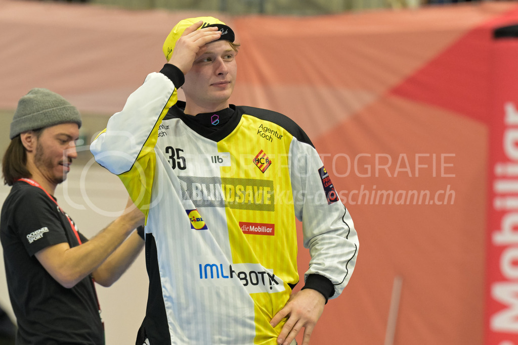 Zug United vs HC Rychenberg - 22. February 2025 | Zug United vs HC RychenbergSporthalle Wankdorf, BernEric Kunz (#35 HC Rychenberg Winterthur).Bild: Sportfotografie Markus Aeschimann | www.markus-aeschimann.ch - Realisiert mit Pictrs.com