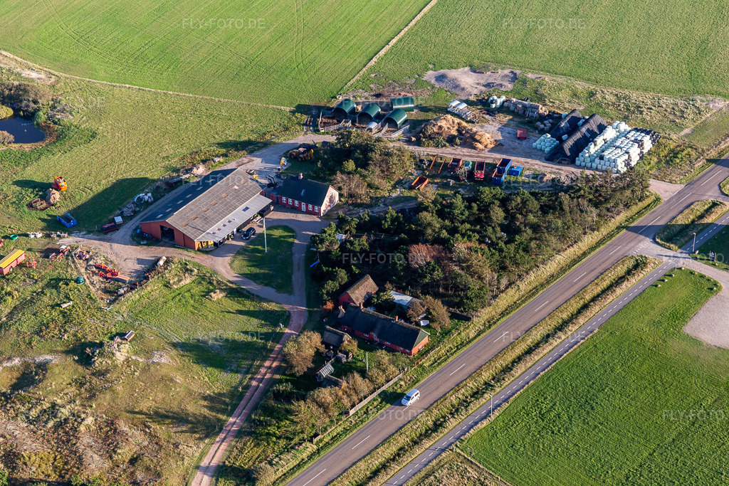 Luftbild: Hofladen / Gardbutik Byens Grønning in Fanø im Bundesland Syddanmark in Dänemark. Foto: IMG_118822.jpg vom 21.09.2019 durch Werner Riehm/FLY-FOTO.de