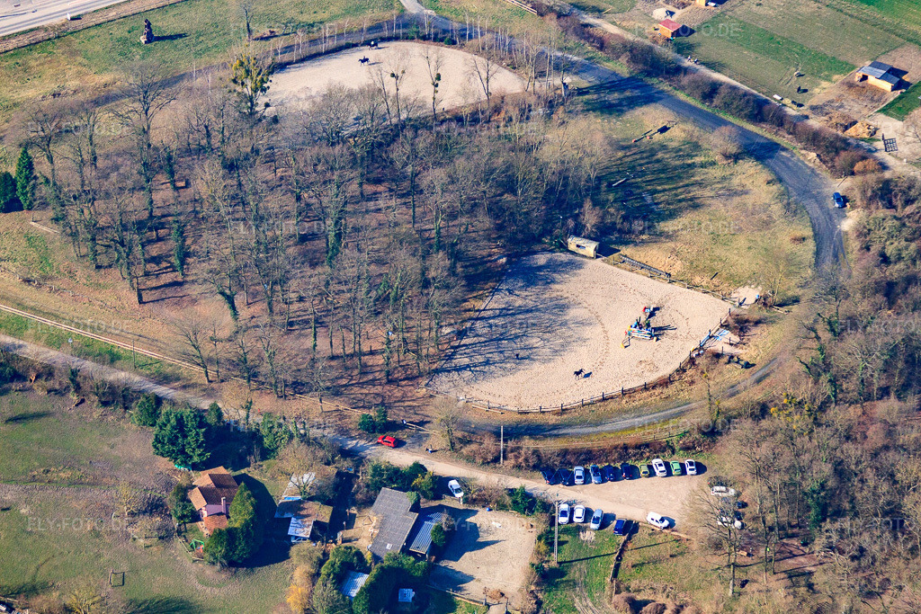 Luftbild: Haras in Gambsheim im Bundesland Bas-Rhin in Frankreich.Foto: IMG_62885.jpg vom 09.03.2014 durch Werner Riehm/FLY-FOTO.deAuflösung des Originals: 4752 x 3168 px