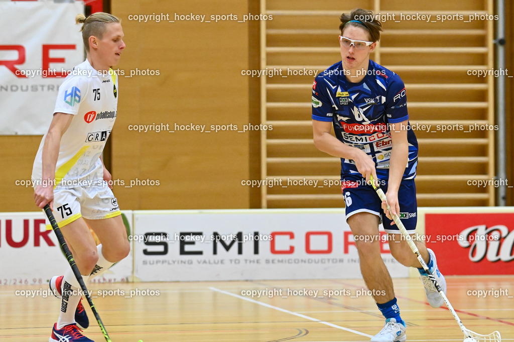 VSV Unihockey vs. IC Graz 17.12.2022 | #75 Daniel Maierhofer, #66 Jakob Rainer