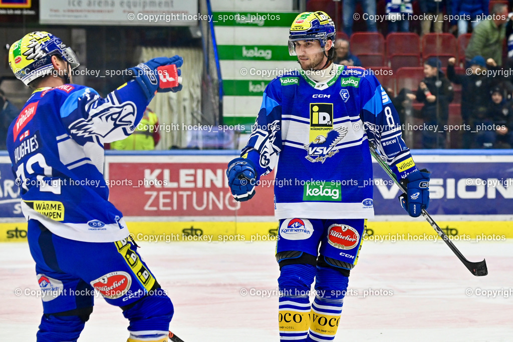 EC IDM Wärmepumpen VSV vs. HC Pustertal | Jubel EC VSV, #72 HUGHES John EC VSV, #8 Rebernig Maximilian EC VSV, EC IDM Wärmepumpen VSV vs. HC Pustertal, EC IDM Wärmepumpen VSV vs. HC Pustertal am 15.11.2024 in Villach (Stadthalle Villach), Austria, (Photo by Bernd Stefan)