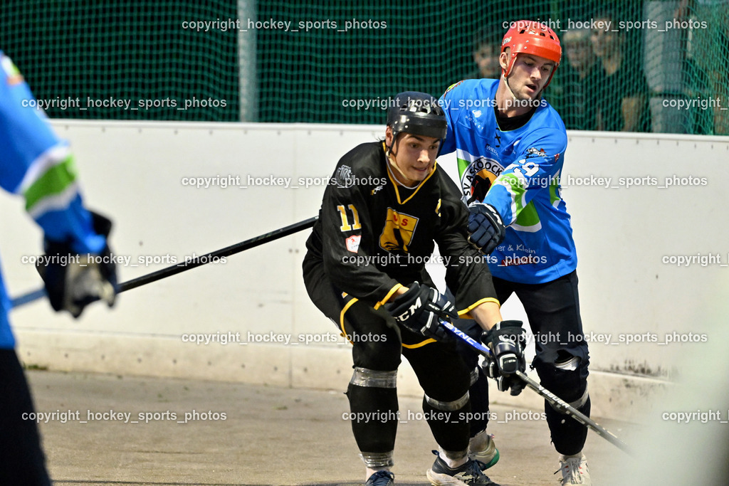 VAS Villach vs. ASKÖ Hockey Villach | #11 Potocnik Luca VAS Villach, #69 FELDBAUMER Manuel ASKÖ Villach Hockey, VAS Villach vs. ASKÖ Hockey Villach, VAS Villach vs. ASKÖ Hockey Villach am 03.07.2025 in Villach (Alpen Arena ), Austria, (Photo by Bernd Stefan)