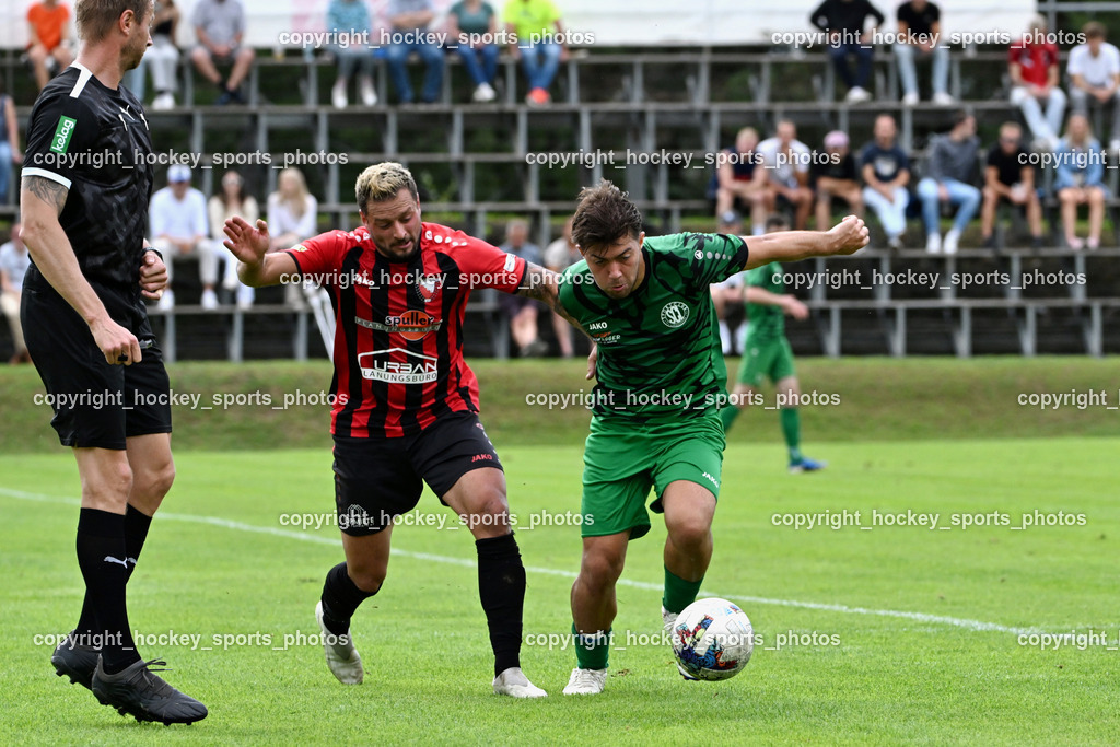 ATUS Nötsch vs. SC Landskron | Orel Stephan Referee, #91 Christian Lussnig ATUS Nötsch, #19 Daniel Martinovic SC Landskron, ATUS Nötsch vs. SC Landskron, ATUS Nötsch vs. SC Landskron am 26.07.2025 in Nötsch (Dobratsch Arena), Austria, (Photo by Bernd Stefan)