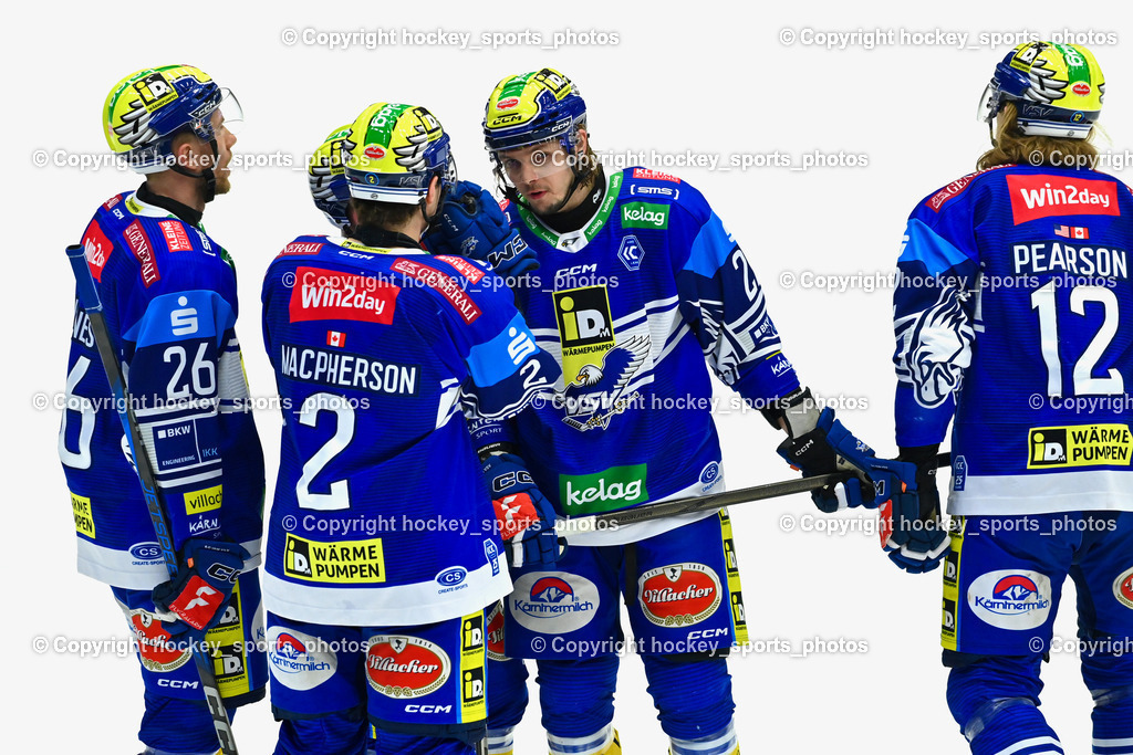 EC IDM Wärmepumpen VSV vs. STEINBACH BLACK WINGS LINZ  | #26 VAN NES Guus EC VSV, #2 MACPHERSON Dylan EC VSV, #22 SCHERBAK Nikita EC VSV, #12 Pearson Chase EC VSV, EC IDM Wärmepumpen VSV vs. STEINBACH BLACK WINGS LINZ , EC IDM Wärmepumpen VSV vs. STEINBACH BLACK WINGS LINZ  am 28.01.2025 in Villach (Stadthalle Villach), Austria, (Photo by Bernd Stefan)