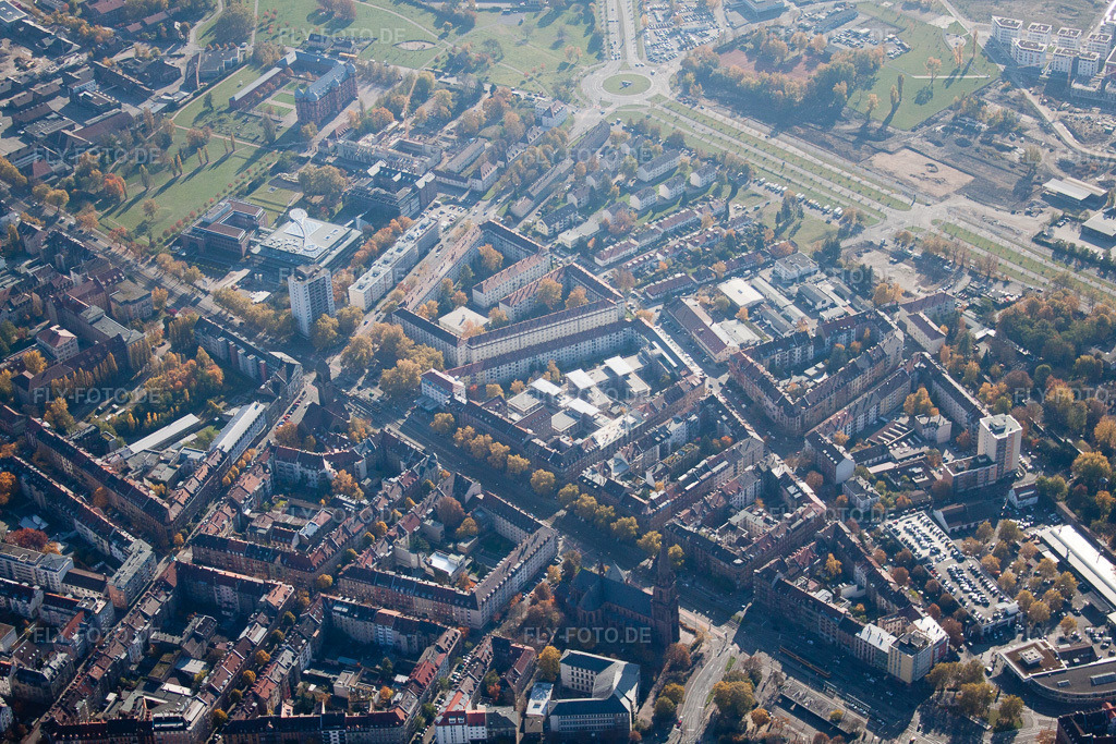 Luftbild: Karlsruhe Oststadt im Ortsteil Oststadt in Karlsruhe im Bundesland Baden-Württemberg in Deutschland. Foto: IMG_34988.jpg vom 31.10.2010 durch Werner Riehm/FLY-FOTO.de