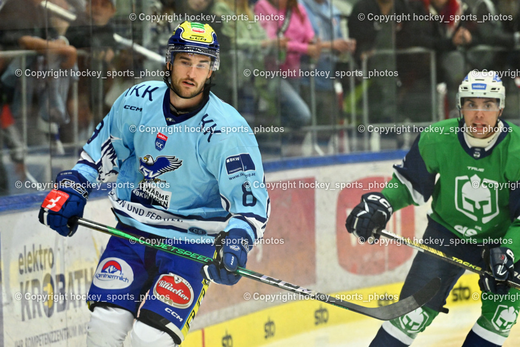 EC iDM Wärmepumpen VSV vs. KHL Sisak | #8 Maximilian Rebernig EC VSV, EC iDM Wärmepumpen VSV vs. KHL Sisak, EC iDM Wärmepumpen VSV vs. KHL Sisak am 02.09.2025 in Villach (Stadthalle Villach), Austria, (Photo by Bernd Stefan)