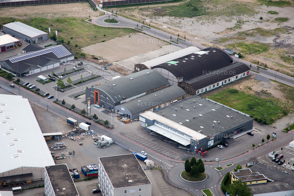Luftbild: ALDI,Görtz, DM in Brühl im Bundesland Baden-Württemberg in Deutschland. Foto: IMG_090928.jpg vom 04.07.2016 durch Werner Riehm/FLY-FOTO.de