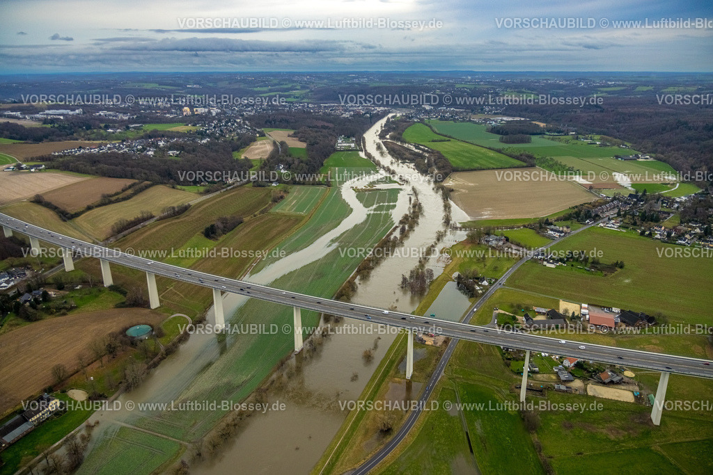 Muelheim231202921Ruhr | Luftbild, Ruhrhochwasser, Weihnachtshochwasser 2023, starke Regenfälle,  Saarn, Mülheim an der Ruhr, Ruhrgebiet, Nordrhein-Westfalen, Deutschland