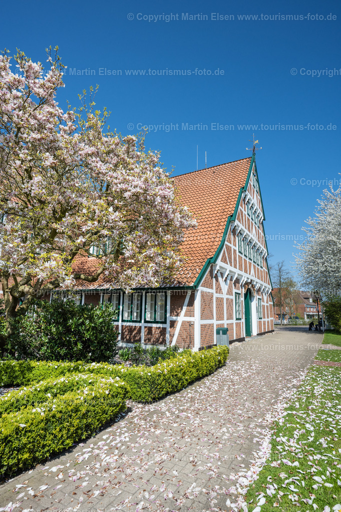 Altes Land Jork Rathaus_Kirschblüte_ELS_0055230423 | Fotos aus den Touristenorten aus Norddeutschland. - Realisiert mit Pictrs.com