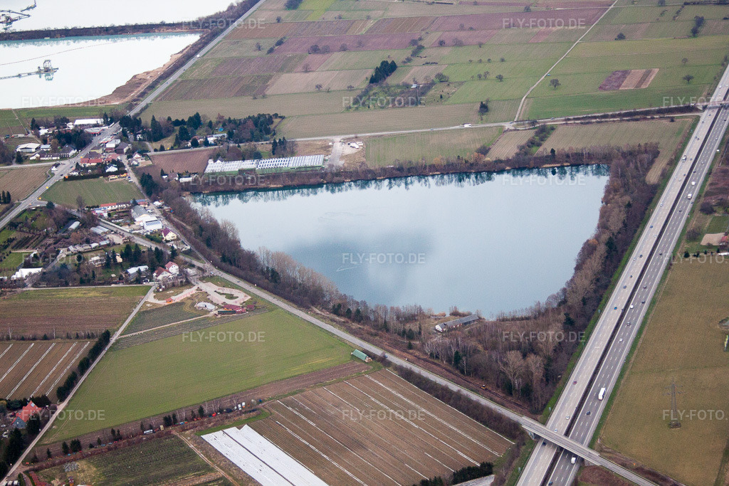 Luftbild: Jordansee von Südosten im Ortsteil Neumalsch in Malsch im Bundesland Baden-Württemberg in Deutschland. Foto: IMG_62533.jpg vom 01.03.2014 durch Werner Riehm/FLY-FOTO.de