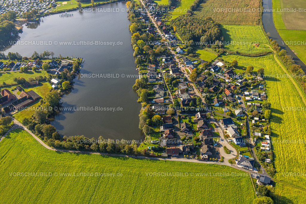 Selm241011773 | Luftbild, Ternscher See und Fluss Stever, Wohngebiet Strandweg, Ternsche, Selm, Münsterland, Nordrhein-Westfalen, Deutschland