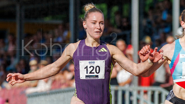 PUMA Fast Arms, Fast Legs; Wetzlar, 10.07.2026 | WETZLAR, GERMANY - JULY 10, 2026 :  Sophia Junk (LG Rhein-Wied) competing in the 100m during the athletics meeting PUMA Fast Arms, Fast Legs at Stadion Wetzlar on July 10, 2026 in Wetzlar, Germany.