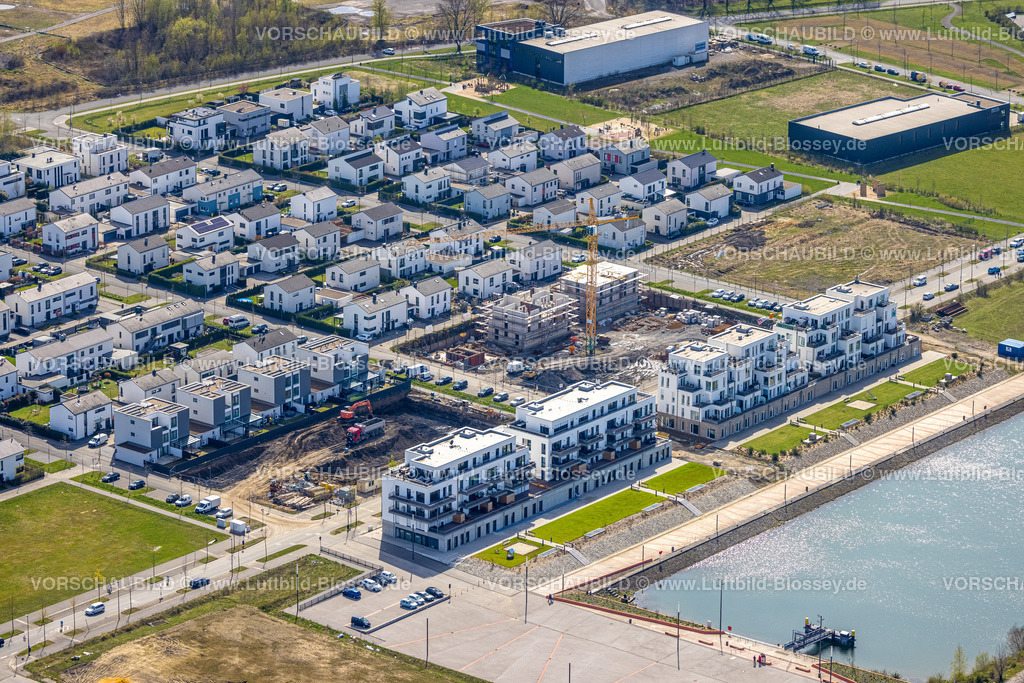 Gelsenkirchen220402305 | Luftbild, Reihenhaus Wohnsiedlung Hafenquartier Graf Bismarck am Rhein-Herne-Kanal, Bismarck, Gelsenkirchen, Ruhrgebiet, Nordrhein-Westfalen, Deutschland