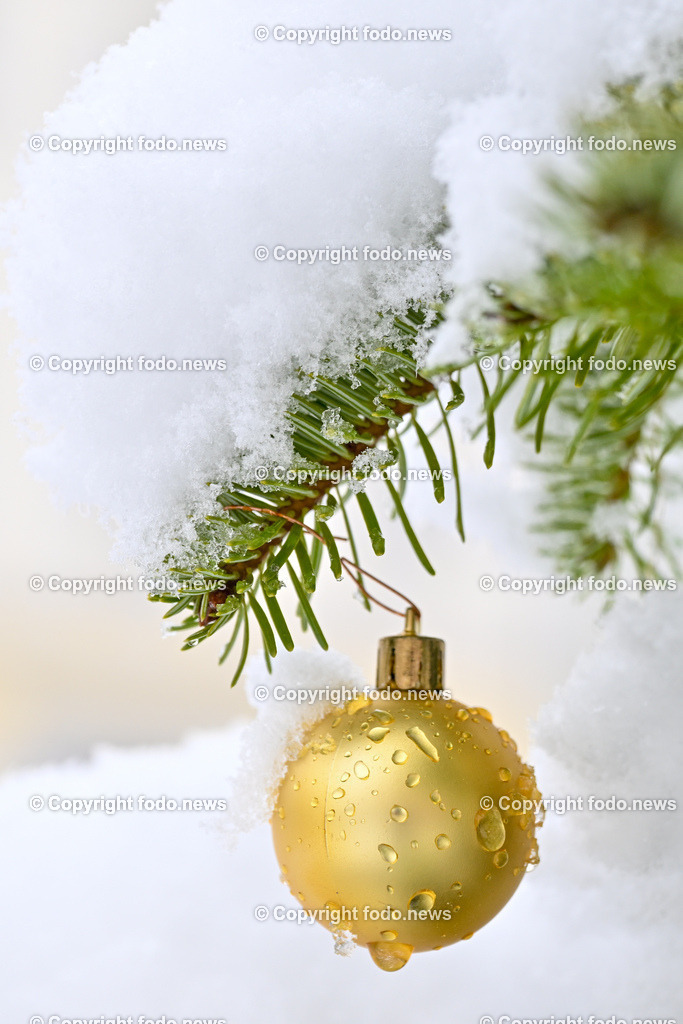 Linz_ Schnee_ 02.12.2023-19 | 02.12.2023, Linz, AUT, Schnee, im Bild Schneefall, Winter, Wintereinbruch, Weiss, Park, Schneefahrbahn, Neuschnee, Weihnachtsbaum, Kugel, Zweig 