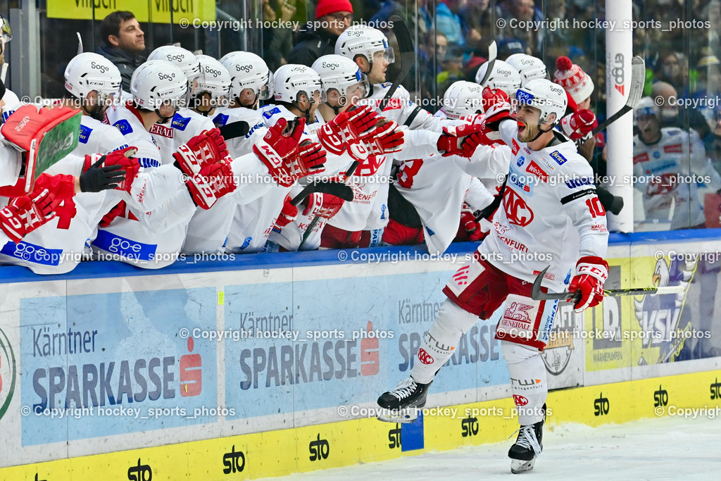 EC IDM Wärmepumpen VSV vs. EC KAC 20.12.2022 | Spielerbank EC KAC Jubel Mannschaft, #10 Vallant Thomas