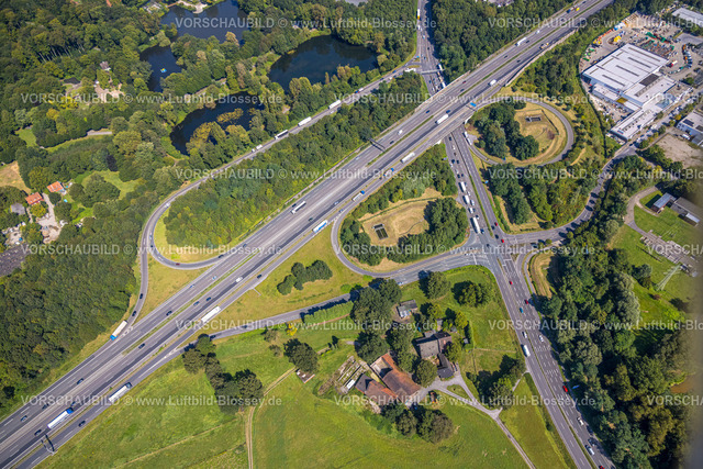 Gladbeck240806882 | Luftbild, Autobahn A2 Anschlussstelle Essen/Gladbeck mit Bundesstraße B224, landwirtschaftlicher Hof Pelkumer Straße, Butendorf, Gladbeck, Ruhrgebiet, Nordrhein-Westfalen, Deutschland