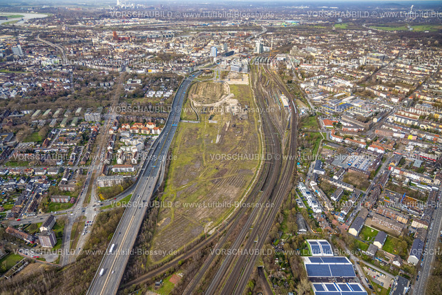 Duisburg230302027 | Luftbild, Baugebiet Alter Güterbahnhof für "Duisburger Dünen", Dellviertel, Duisburg, Ruhrgebiet, Nordrhein-Westfalen, Deutschland