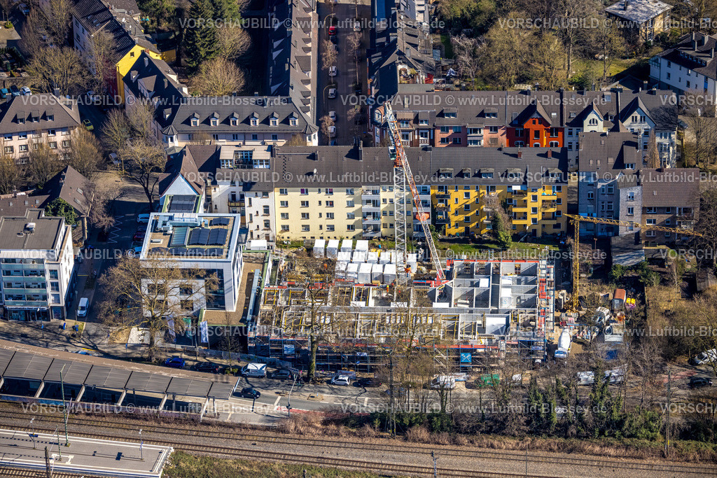 Witten250301071 | Luftbild, Baustelle mit Neubau Wohngebäude der Wohnungsgenossenschaft Witten-Mitte an der Bergerstraße, Witten, Ruhrgebiet, Nordrhein-Westfalen, Deutschland