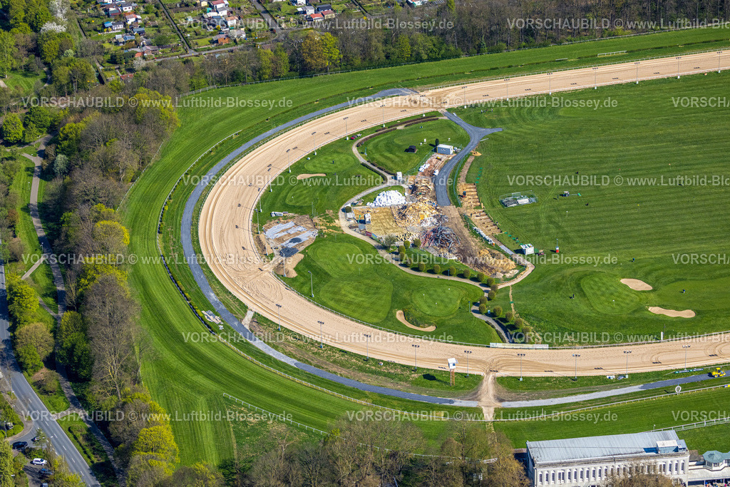 Dortmund230400770 | Luftbild, Galopprennbahn Dortmund mit Golfrange, Abrissarbeiten und Sanierung der überfluteten Golfrange, Wambel, Dortmund, Ruhrgebiet, Nordrhein-Westfalen, Deutschland