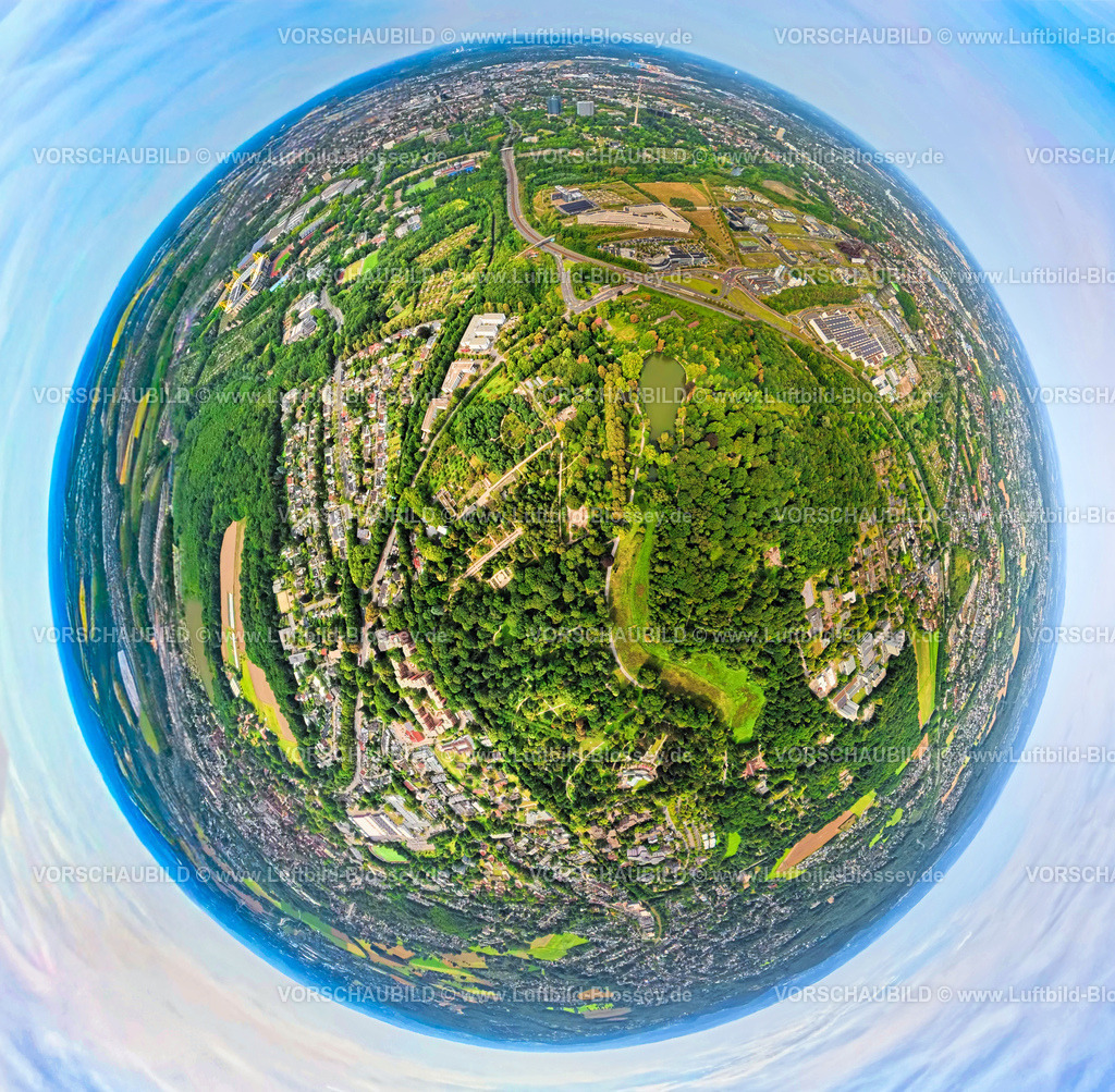 Dortmund250890014RombergPark | Luftbild, Rombergpark Freizeitanlage mit See und Waldgebiet, Erdkugel, Fisheye Aufnahme, Fischaugen Aufnahme, 360 Grad Aufnahme, tiny world, little planet, fisheye Bild, Rombergpark-Lücklemberg, Dortmund, Ruhrgebiet, Nordrhein-Westfalen, Deutschland