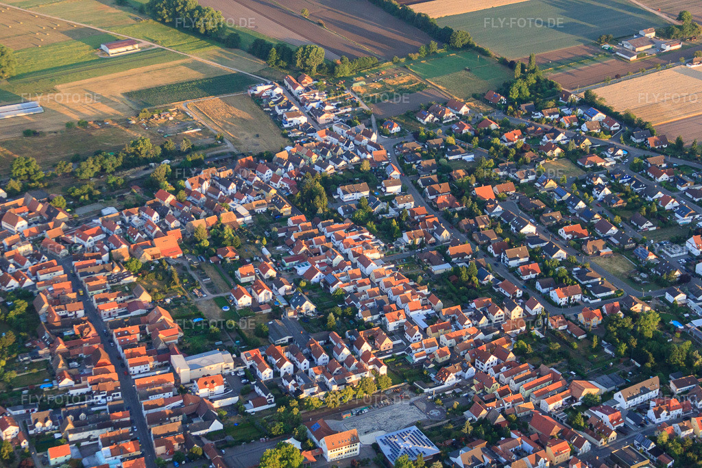 Luftbild: Farrwiesenstr im Ortsteil Iggelheim in Böhl-Iggelheim im Bundesland Rheinland-Pfalz in Deutschland. Foto: IMG_69353.jpg vom 04.07.2014 durch Werner Riehm/FLY-FOTO.deAuflösung des Originals: 4752 x 3168 px