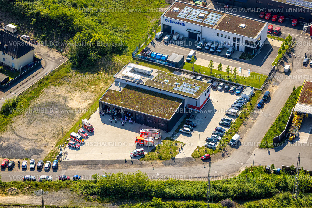 Witten240506886 | Luftbild, Drei Könige Gewerbegebiet, Neubau Gebäude Freiwillige Feuerwehr Altstadt und Heven, Ovenhausen Heizungtechnik Sanitärtechnik und Gebäudetechnik, Steinhauser Hütte, Witten, Ruhrgebiet, Nordrhein-Westfalen, Deutschland