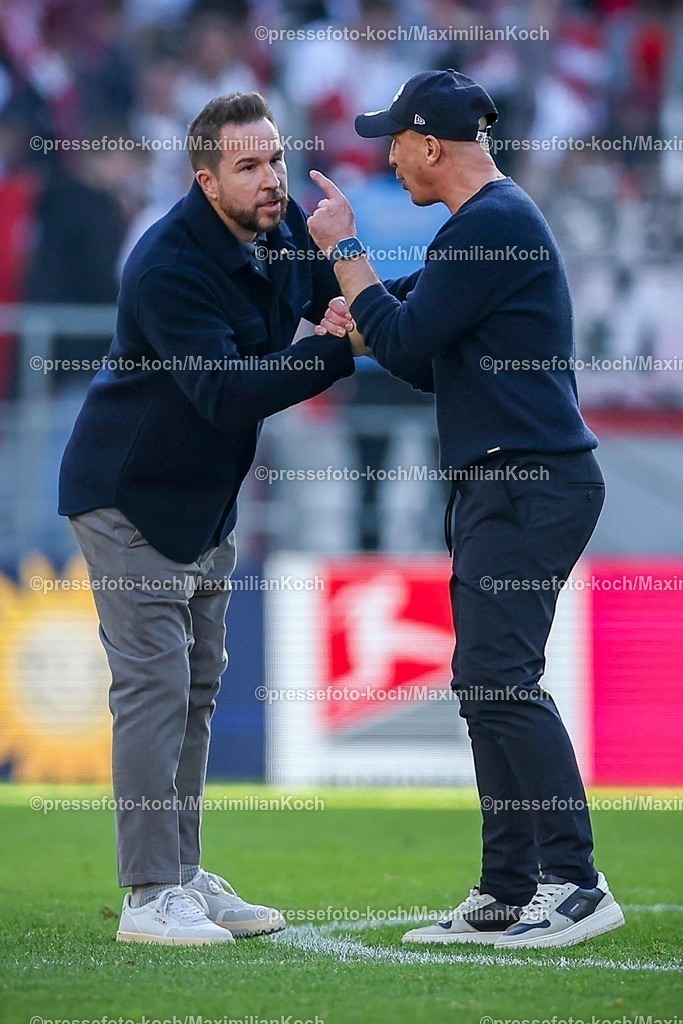 1FC23022502251 | 23.02.2025, Fußball, 1. FC Köln - Fortuna Düsseldorf, 2.. Fußball Bundesliga, 23. Spieltag, RheinEnergie-STADION, Saison 2024 2025: Christian Weber (Sportdirektor Fortuna Düsseldorf) neben Trainer Gerhard Struber (Cheftrainer 1.FC Köln)DFB regulations prohibit any use of photographs as image sequences and or quasi-video.