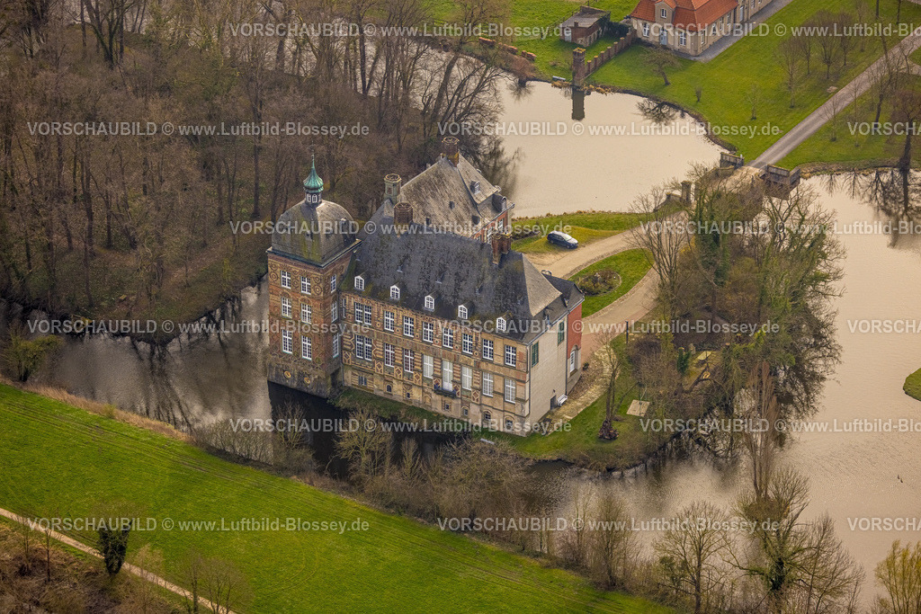 Lippetal240307153 | Luftbild, Renaissanceschloss Wasserschloss Hovestadt mit Barockgarten, Ortsteil Hovestadt, Lippetal, Herzfeld, Nordrhein-Westfalen, Deutschland