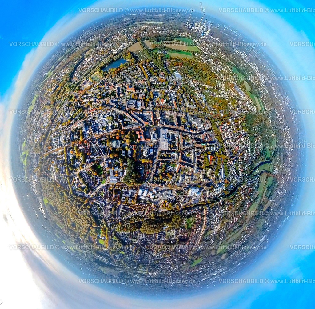 Gladbeck20221006_1Rathaus1 | Luftbild, City und Rathaus, Fisheye Aufnahme, Fischaugen Aufnahme, 360 Grad Aufnahme, Gladbeck, Fisheyeaufnahme, Ruhrgebiet, Nordrhein-Westfalen, Deutschland