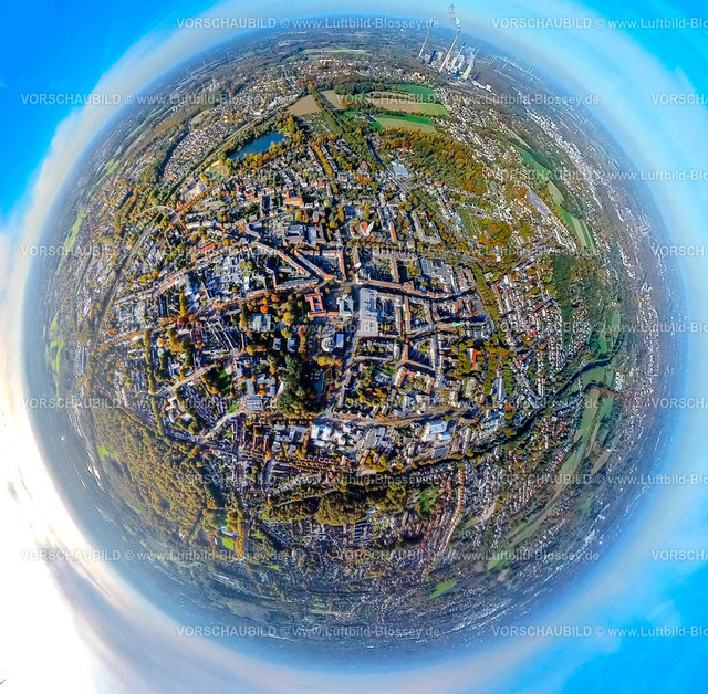 Gladbeck20221006_1Rathaus1 | Luftbild, City und Rathaus, Fisheye Aufnahme, Fischaugen Aufnahme, 360 Grad Aufnahme, Gladbeck, Fisheyeaufnahme, Ruhrgebiet, Nordrhein-Westfalen, Deutschland