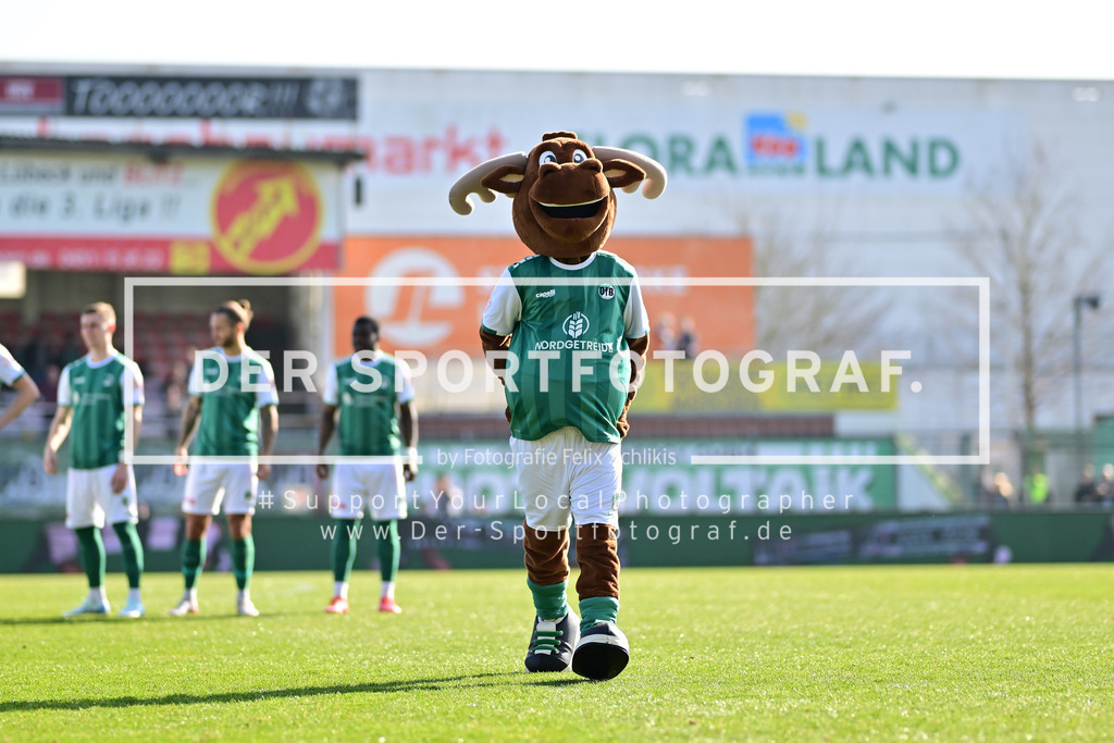 Fußball I Herren I Saison 2024-2025 I Regionalliga Nord I 25. Spieltag I VfB Lübeck - SSV Jeddeloh I 15575 | Nahaufnahme, Einzelfoto, Freisteller, Portrait, Porträt, Einzelbild, Einzelfoto, Körper: Tore Maskottchen VfB Lübeck  - Realized with Pictrs.com