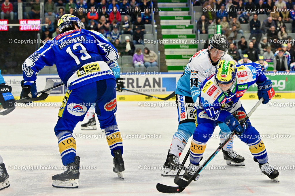 EC IDM WÄRMEPUMPEN VSV vs. Steinbach Black Wings Linz | #13 Adam Helewka EC VSV, #14 Henrik Neubauer Black Wings Linz, #72 John Hughes EC VSV, EC IDM WÄRMEPUMPEN VSV vs. Steinbach Black Wings Linz, EC IDM WÄRMEPUMPEN VSV vs. Steinbach Black Wings Linz am 04.03.2026 in Villach (Stadthalle Villach), Austria, (Photo by Bernd Stefan)
