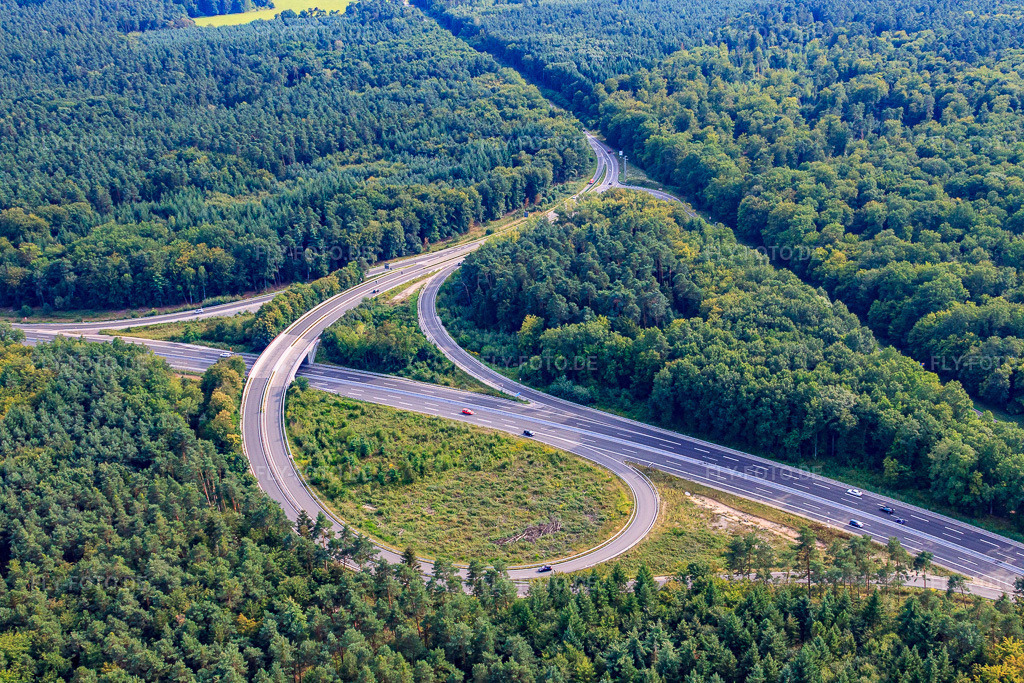 Luftbild: A65 Autobahnausfahrt 22 Kandel Süd in Kandel im Bundesland Rheinland-Pfalz in Deutschland. Foto: IMG_20249.jpg vom 16.08.2009 durch Werner Riehm/FLY-FOTO.de