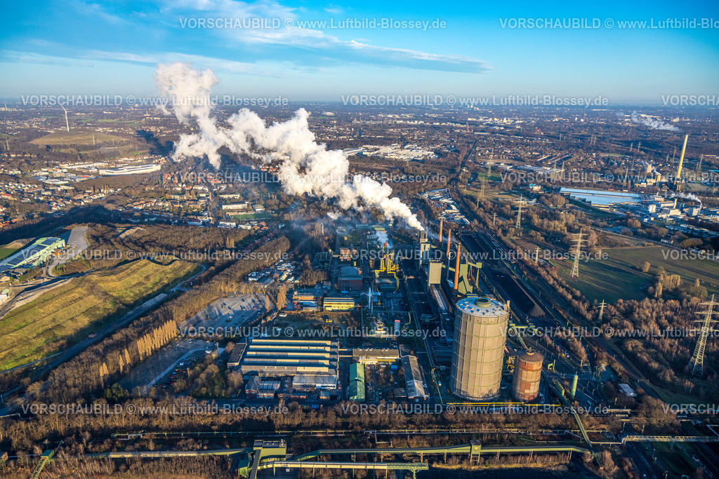 Bottrop251204506 | Luftbild, Kokerei Prosper mit Gasometer, ArcelorMittal Bottrop Stahlwerk und Rauchwolken, Welheim, Bottrop, Ruhrgebiet, Nordrhein-Westfalen, Deutschland