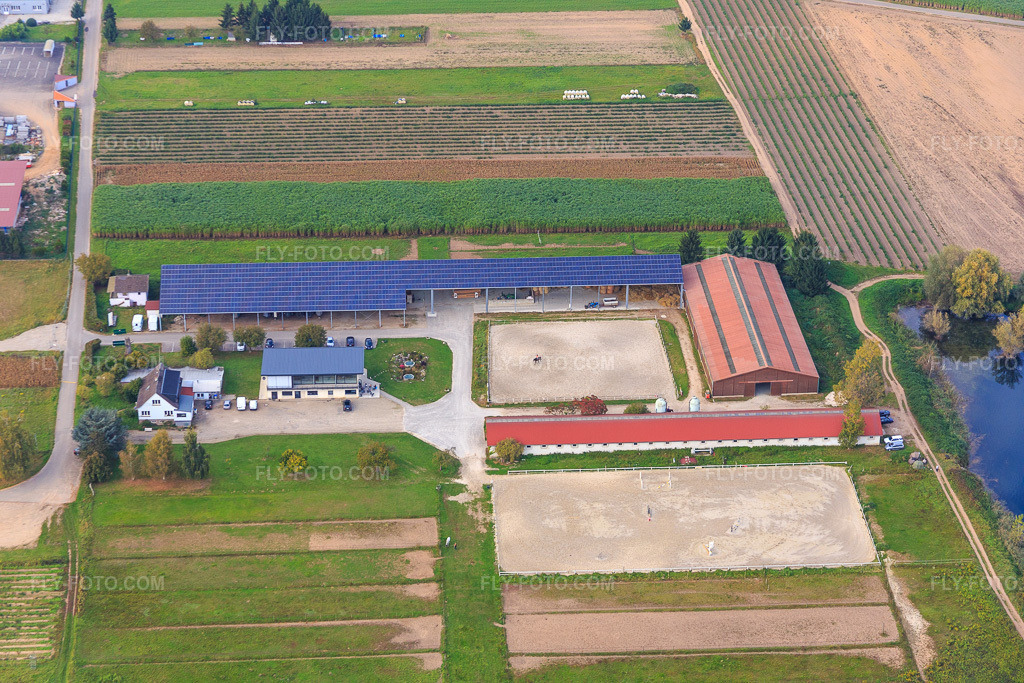 Aerial view: Les Écuries De La Forêt in Brumath in the state Bas-Rhin, France.Photo: IMG_074163.jpg taken on 10/04/2014 by Werner Riehm/FLY-FOTO.comResolution of the original: 5472 x 3648 px