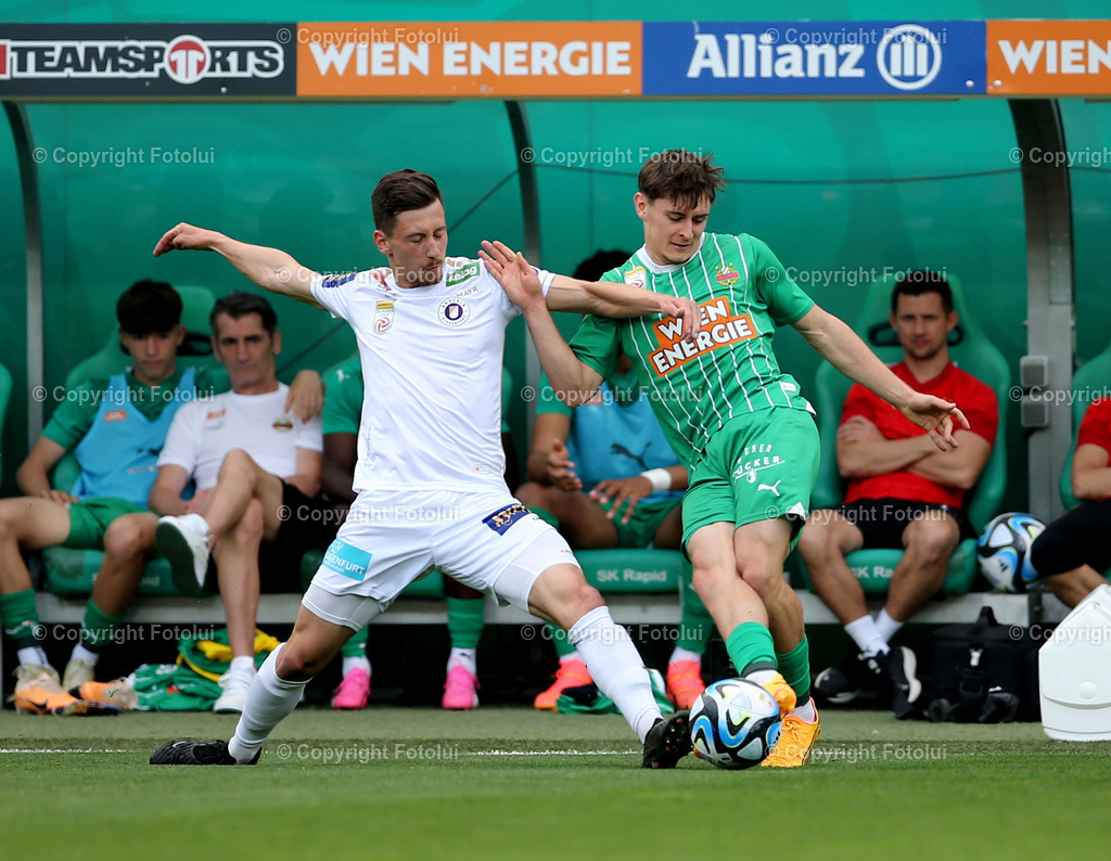 A_LUI_14042024_02 | SPORT,FUSSBALL.ADMIRAL BUNDESLIGA SK RAPID-AUSTRIA KLAGENFURT14.04.2024 IM BILD:MORITZ OSWALD (RAPID) UND TILL SCHUMACHER (KLAGENFURT) FOTO.FOTOLUI/MW
