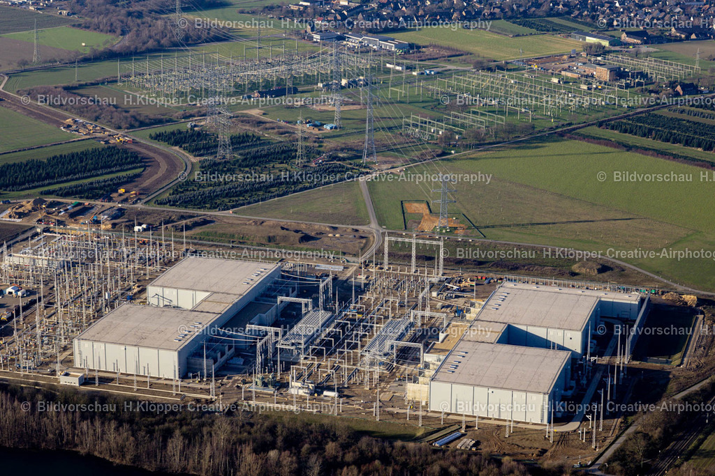 Luftbild Meerbusch-9021 | Luftbildfotografie Neubau eines Umspannwerkes in Osterath im Bundesland Nordrhein-Westfalen, Deutschland - Realisiert mit Pictrs.com