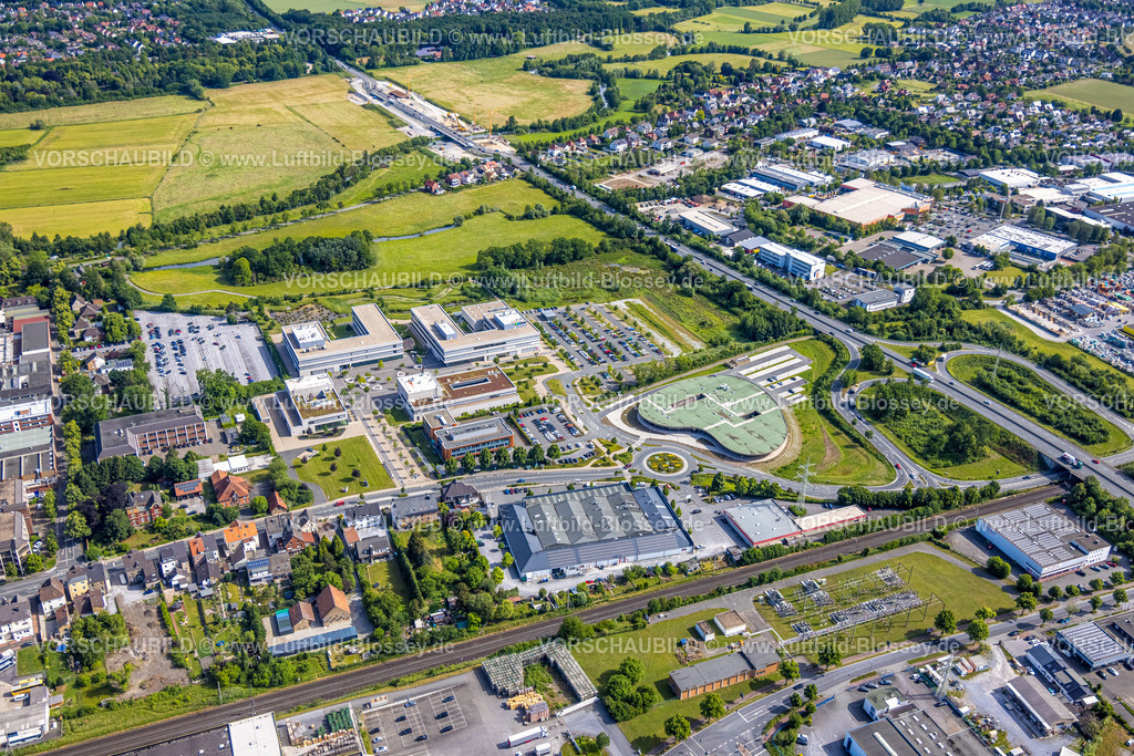 Lippstadt220600194HSHL | Luftbild, Hochschule Hamm-Lippstadt, HSHL, Campus Lippstadt, tropfenförmiges Gebäude Innovation Quarter, Lippstadt, Soester Börde, Nordrhein-Westfalen, Deutschland