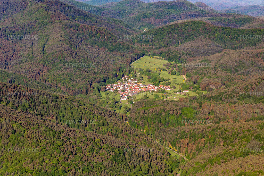 Luftbild:  in Böllenborn im Bundesland Rheinland-Pfalz in Deutschland. – Foto: IMG_131449.jpg vom 14.05.2022 durch Werner Riehm/FLY-FOTO.de – Auflösung des Originals: 5265 x 3510 px – Böllenborn-Reisdorf - Waldgemeinde im Kreis Südliche Weinstraße
