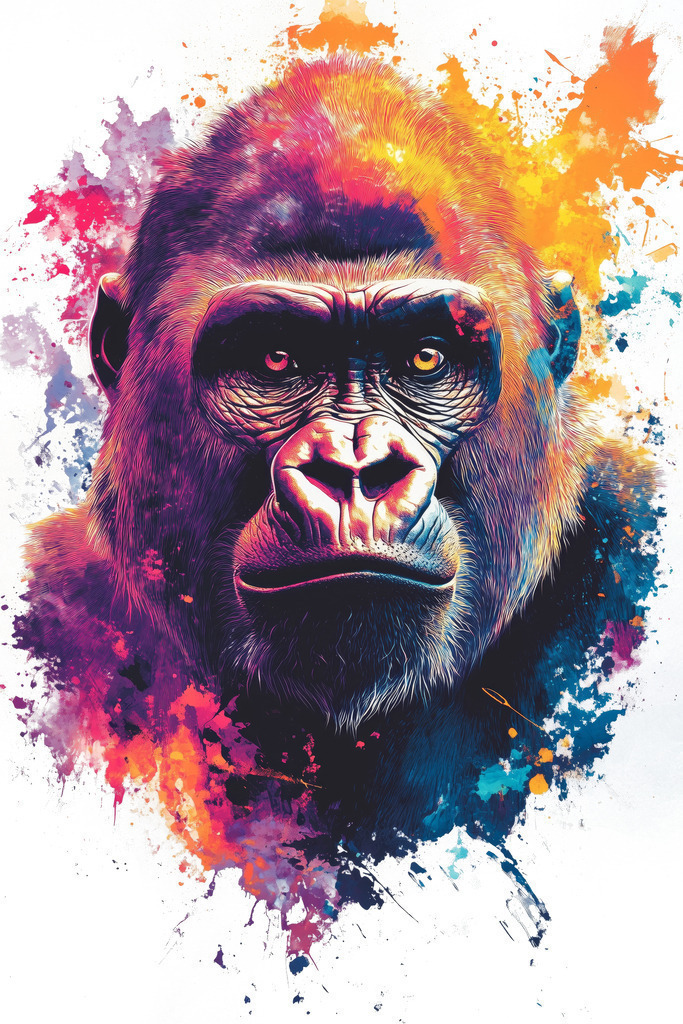 2412007 - Gorilla Pop Art | Ein Gorilla im Stil einer Aquarell Illustration.