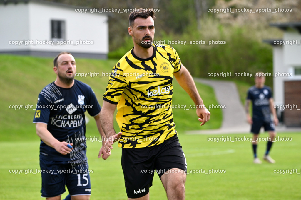FC Faakersee vs. FC Dölsach | #15 Markus Bachmann FC Dölsach, #18 Andreas Unterguggenberger FC Faakersee, FC Faakersee vs. FC Dölsach, FC Faakersee vs. FC Dölsach am 20.04.2025 in Finkenstein (Sportplatz Finkenstein), Austria, (Photo by Bernd Stefan)