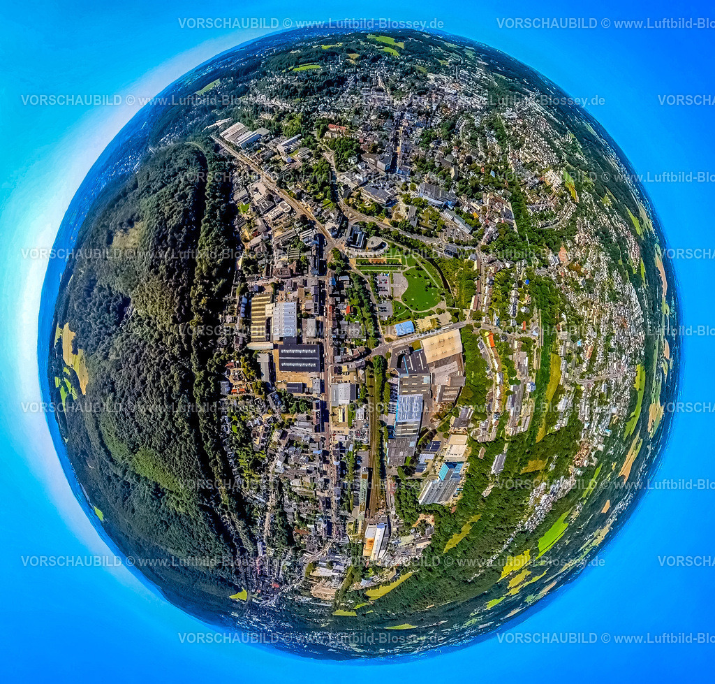 Gevelsberg240890808Ennepebogen_Mitte | Luftbild, Ennepebogen Park im Zentrum mit Fluss Ennepe, Erdkugel, Fisheye Aufnahme, Fischaugen Aufnahme, 360 Grad Aufnahme, tiny world, little planet, fisheye Bild, , Gevelsberg, Ruhrgebiet, Nordrhein-Westfalen, Deutschland