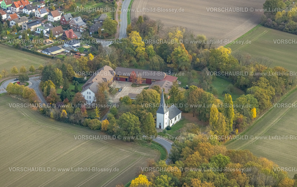 Hamm221012241 | Luftbild, Evang. Kirche zu Berge, Hof Schulze-Berge, Rhynern, Hamm, Ruhrgebiet, Nordrhein-Westfalen, Deutschland