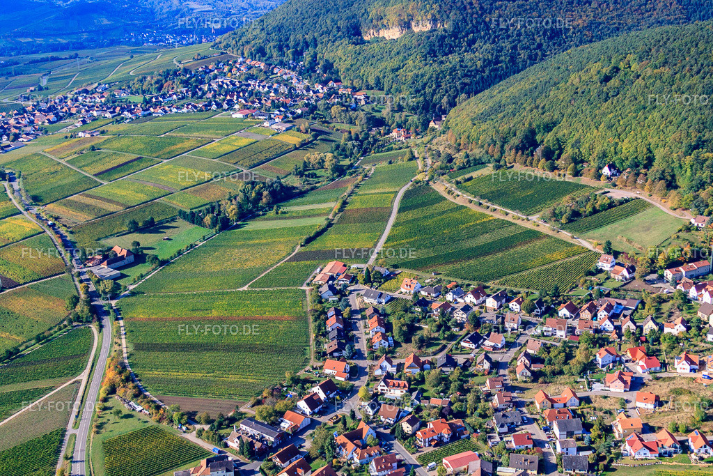 Weinstraße zwischen Gleisweiler und Frankweiler | Luftbild: Weinstraße zwischen Gleisweiler und Frankweiler in Frankweiler im Bundesland Rheinland-Pfalz in Deutschland. Foto: IMG_22257.jpg vom 15.10.2009 durch Werner Riehm/FLY-FOTO.de - Realisiert mit Pictrs.com